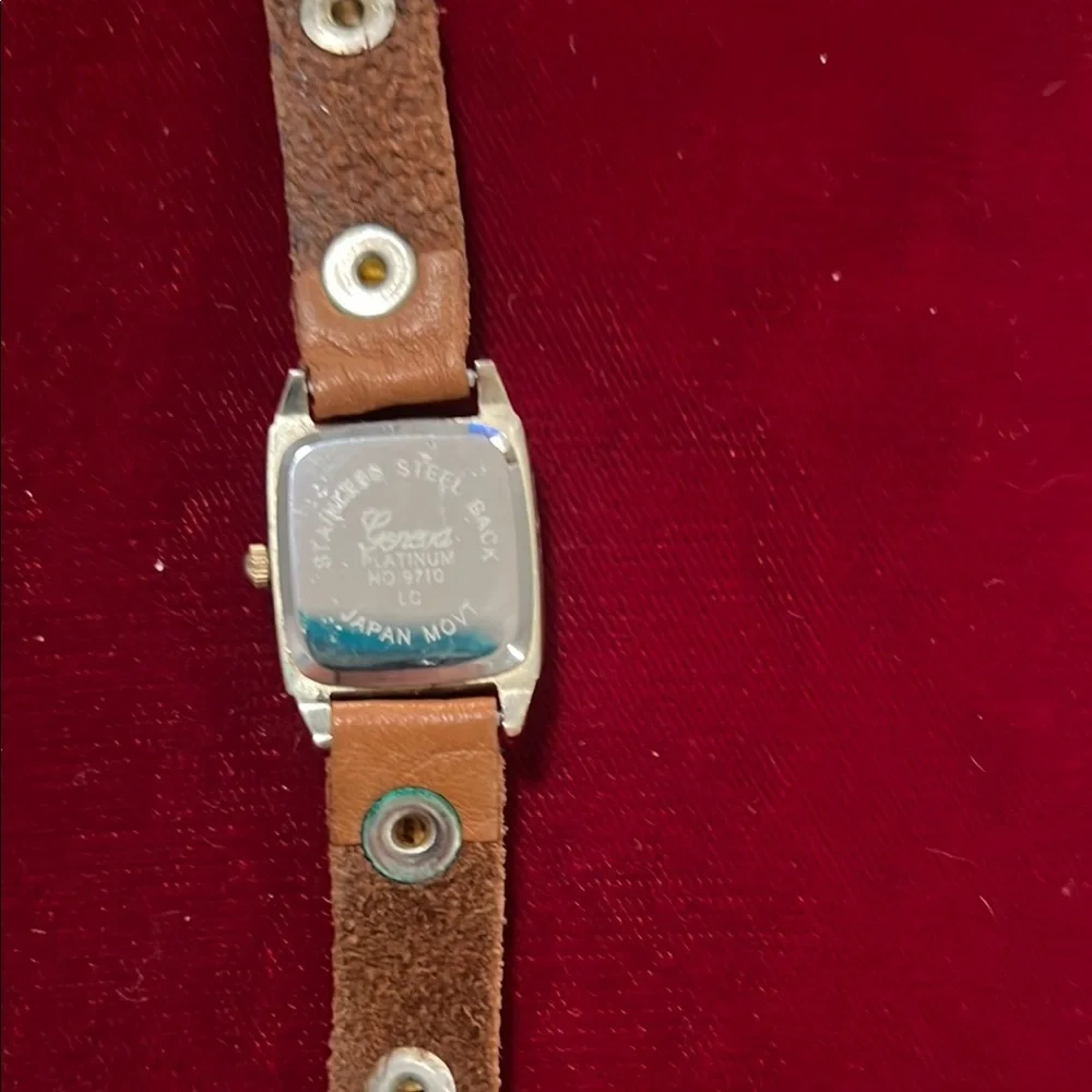 Geneva Brown Studded Leather Watch